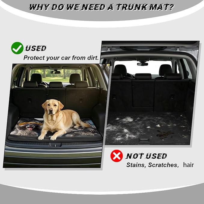 Funny Driving Raccoon Cargo Liners for Cars Funny Animal Trunk Mat Dustproof Rear Trunk Liner Vehicle Interior Accessories, Non Slip, Easy to Install