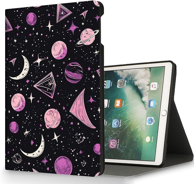 for Microsoft Surface Pro X/Pro X Plus-13 2019/2020/2021/2024 Tablet Case,Auto Wake/Sleep,Adjustable Stand Protective Cover - Star Moon Planet