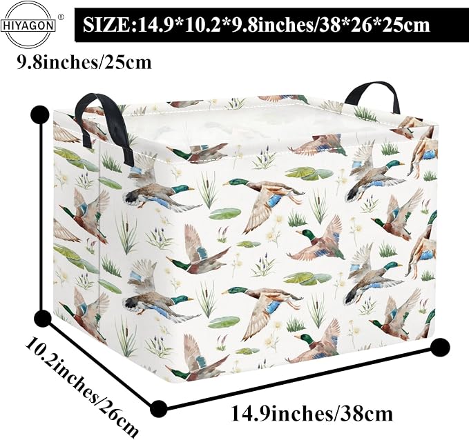Rectangular Kids Basket Baby Girl Basket Fabric Storage Bin Organizer Box Room Decor(Duck)