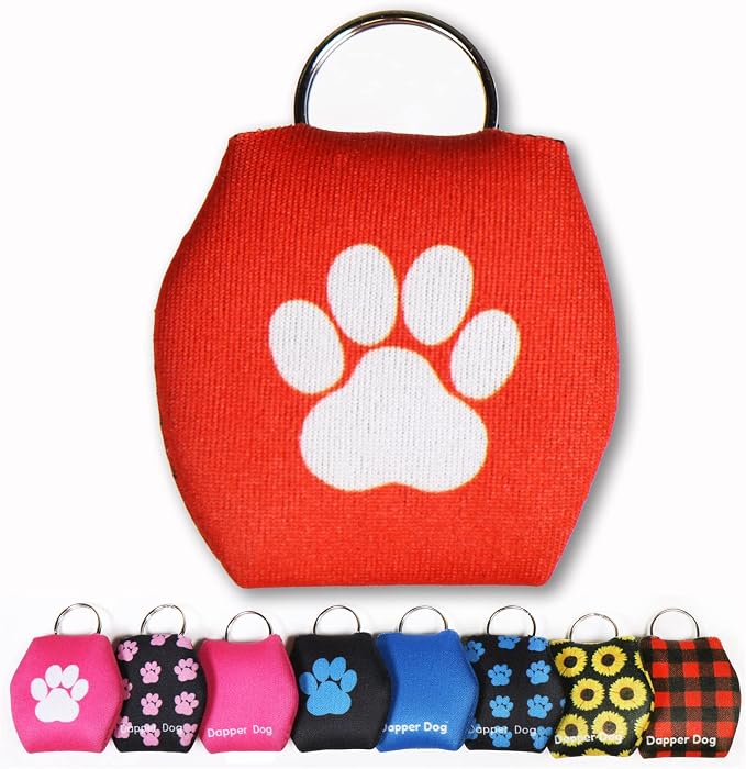 Dapper Dog - Dog Tag Silencer with Tag Ring (Red with White Paw Print)