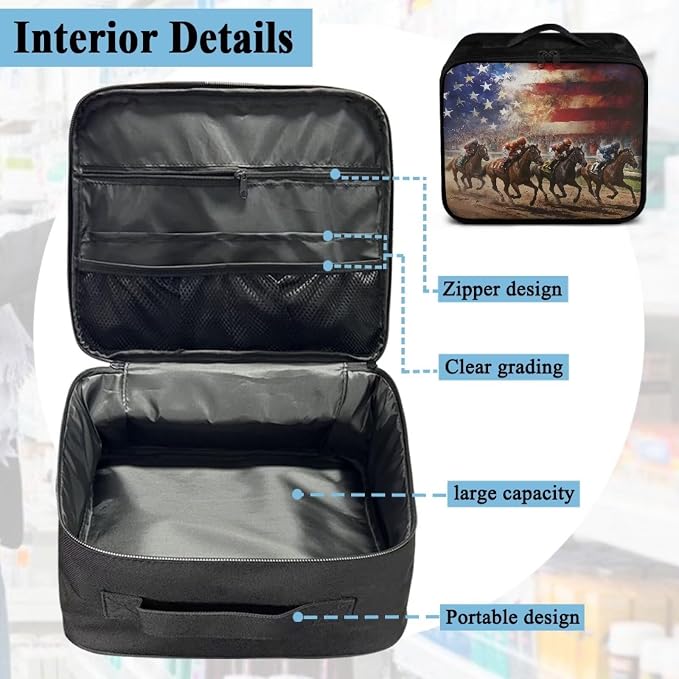 Rnyleeg USA Flag Horse First Aid Kit Travel Large Capacity Design Medicine Supply Organizer Bag for Home, Office, Car, Outdoor, Boat, Camping, Hiking