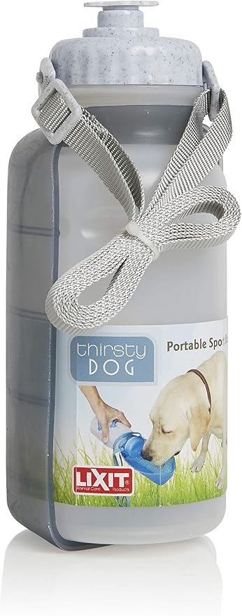 Lixit Hand Held Foldable Travel Hiking Outdoor Watering Bottle Bowl for Dogs (Pack of 2, Granite)
