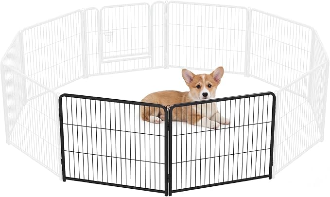 DUMOS Dog Playpen 24 Inch 2 Panels Indoor Outdoor Metal Pet Fence | Foldable Dog Play Pen with Door, Portable Exercise, RV Camping, Puppy Small Dogs