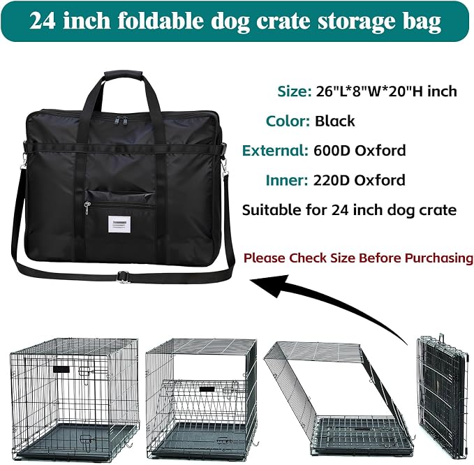 Dog Crate storage bag, 24 inch Heavy Duty waterproof Dog Fence Travel Bag with handles for Foldable Wire Crates & Pet Supplies