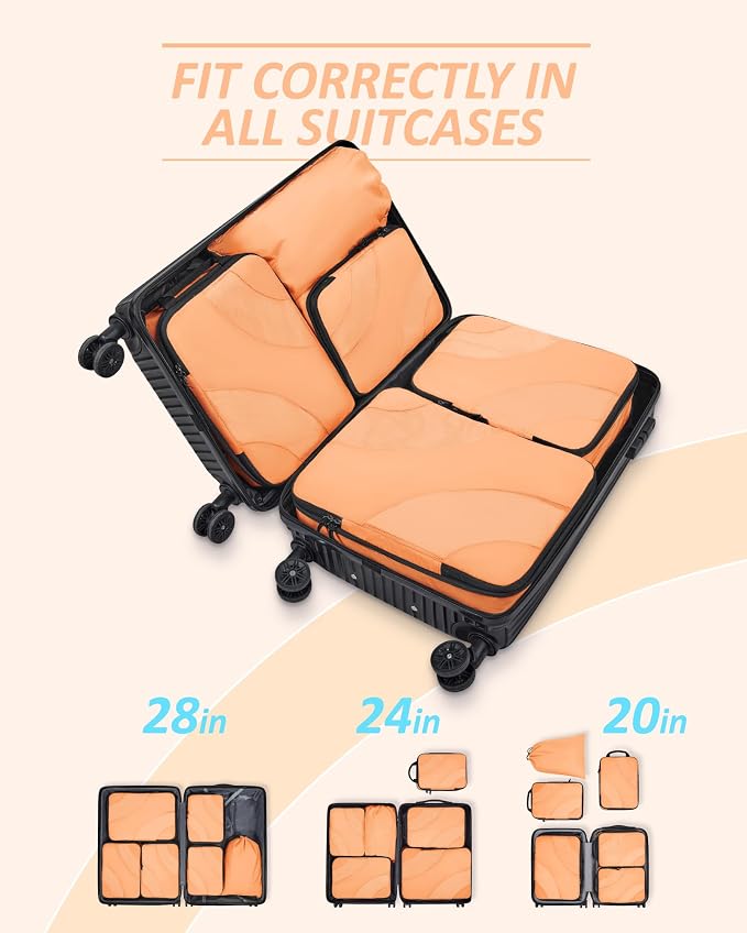 BAGSMART Compression Packing Cubes for Travel | Lightweight suitcase organizers bag set, space-saving double zipper expansion for carry-on luggage & travel organization