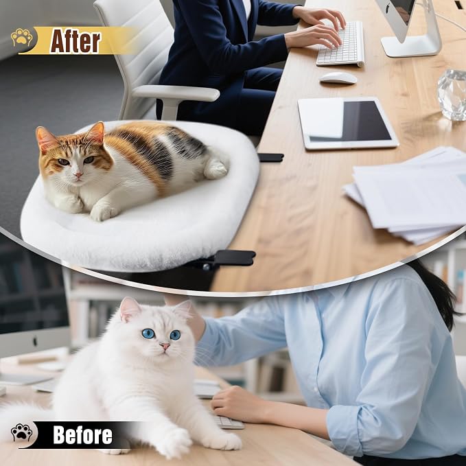 IPOW Heavy Duty Steel Frame Supports up to 50lbs Cat Desk Bed & Perch Space-Saving 90°Foldable with Soft Ultra-Plush Faux Fur for Small Medium Large Cats