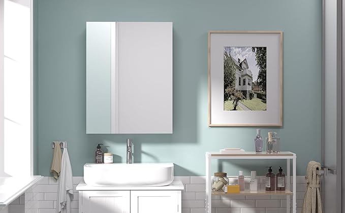 26x20 inch Bathroom Wall Cabinet, Saver Storage Cabinet, Medicine Cabinet with 1 Door and Adjustable Shelves, White（Assembly Required）