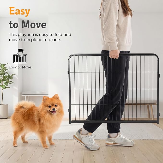 NEWBULIG Indoor Dog Playpen 6 Panels 32 Inch, Metal Foldable Dog Fence | Heavy Duty Exercise Pet Pen, Foldable Portable, Outdoor RV Camping, Yard Garden, Medium Dogs