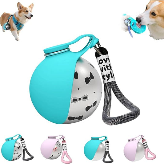 2026 NEW 2-in-1 Portable Dog Water Bottle for Small Dogs - Leak-Proof & Compact Dog Travel, Foldable Pet Water Bottle for Small Dog Walking, Hiking & Travel (Blue+Print)