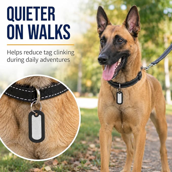 VOSAREA 36pcs Dog Tag Silencers, Black Silicone Pet Tag Silencer Covers, Protective Cover Guards for Noise Reduction and Scratch Protection