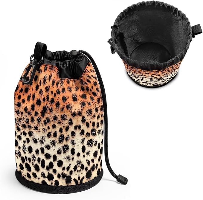 Leopard Print Clothespin Holder Bag Drawstring, Portable Laundry Peg Organizer Pouch, Storage for Clips with Hanging Feature, Ideal for Drying Rack, Camping, RV