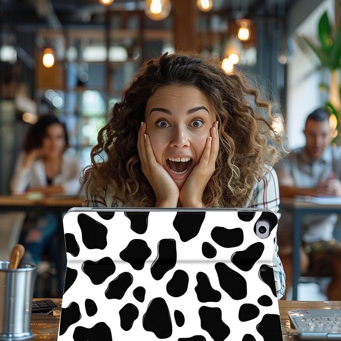 for Microsoft Surface Go 4/3/2/1-10.5" 2021 Tablet Case,Auto Wake/Sleep,Adjustable Stand Protective Cover - Cow Pattern