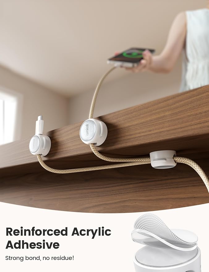 Lamicall 8 Pack Magnetic Cable Clips Cord Organizer - Silver Shine Design