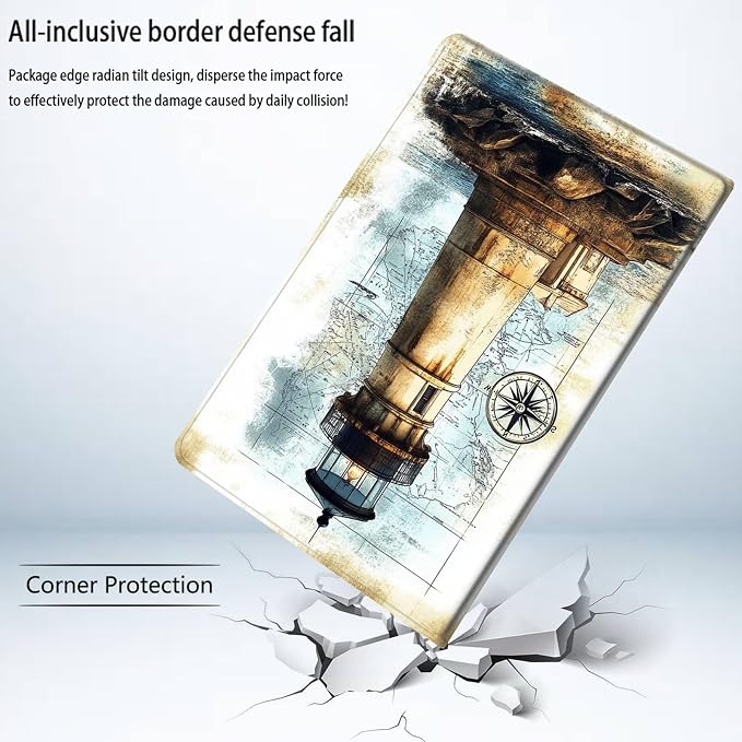 Bxgolkgd Tablet Case for Samsung Galaxy Tab A7 Lite 8.7 Inch 2021(SM-T220/T225/T227),Shockproof Stand Cover with Heat Dissipation,Auto Wake/Sleep Function,Vintage Lighthouse Nautical