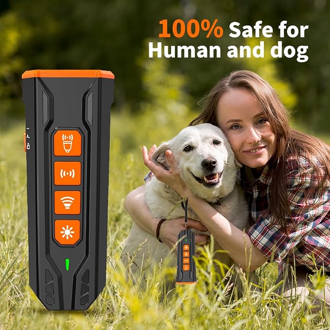 Dog Bark Deterrent Device - Anti-Bark Devices for Dogs,Rechargeable Ultrasonic Dog Bark Deterrent 30Ft Effective Control Range,Safe for Human & Dogs Portable (Black)