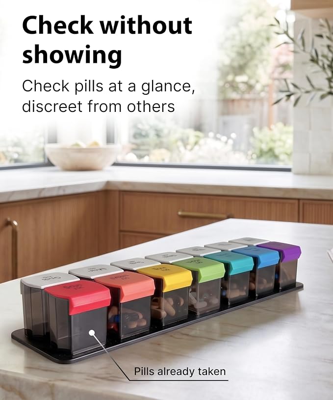 Extra Large Pill Organizer AM PM - Weekly Pill Box 7 Day for Big Vitamins & Supplements, Large Capacity Medicine Organizer with 7 Detachable Compartments, XL Pill Case for Seniors, Athlets, Caregivers
