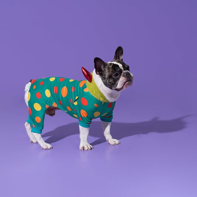 Fitwarm Devil Horns Halloween Dog Monster Costume, Funny Costumes for Small Dogs Boy Girl, Pet Outfit, Teal Blue, Lime Green, Red, Medium