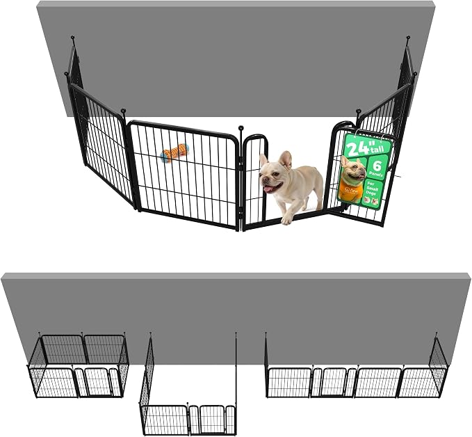 FXW Rollick Dog Playpen with Fence-to-Wall Anchors, 24"H, 6 Panels | Heavy-Duty & Easy setup Play Area, Flexible Boundaries, Indoor & Yard, For Puppies & Small Dogs, Patented