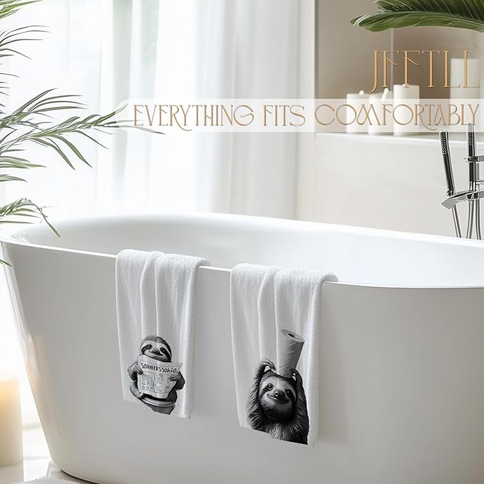 Sloth Gifts Hand Towels, Funny Bathroom Hand Towels, Sloth Towel, Funny Decorative Towels for Bathroom, 16x24 Inch Set of 2