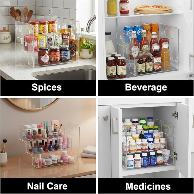 2 PCS 3-Tier Vitamin Storage Organizer | For Vitamin Bottles And Medicine Bottle, For Countertop, Bathroom Cabinet Storage, Items Clearly Visible