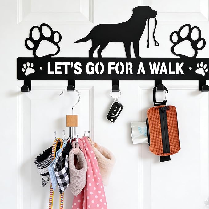 Dog Clothes Hanger Dog Scarf Organizer for Closet Dog Bandanas Holder Bib Hanger Harness Holder with 6 Hooks Space Saving Closet Organizers and Storage（2 Packs）