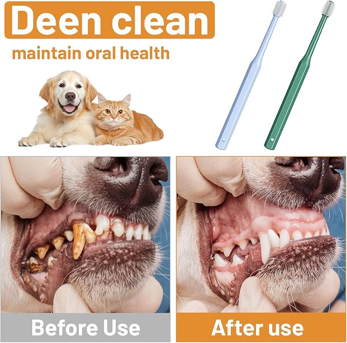 2 PCS Small Dog Toothbrush 360 Degree Cat Tooth Brush Soft Puppy Toothbrush for Cats Dogs Kitten Puppy Pets Teeth Cleaning Dental Care