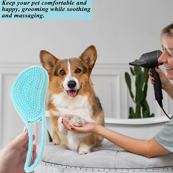 Dog Grooming Brush, Soft Puppy Massage Brush, Pet Hair Bathing Brush Comb, Hangable Grooming Tool for Poodles, Teddy, Yorkies, Maltese, Shih Tzu, Chihuahua (Mint Green)