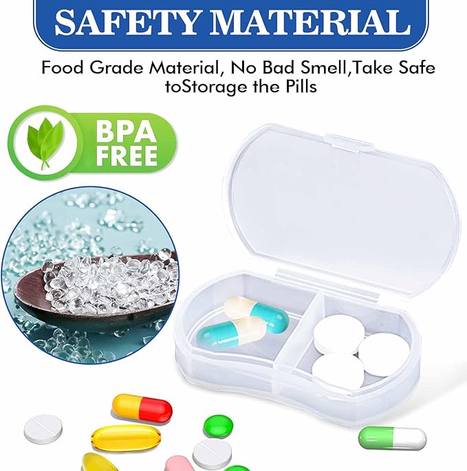2PCS Pill Case Organizer, Daily AM & PM Containers, Medicine Holder, Ideal for Medication, Vitamin, Supplement, Perfect for Travel, Ideal for Purse (White)