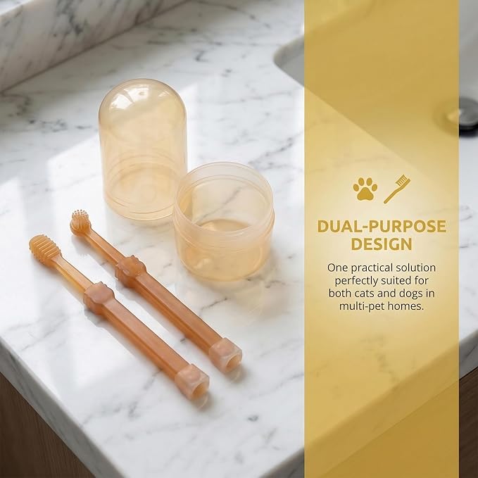 TOYANDONA 1set Soft Silicone Toothbrushes Dual Headed Pet Cleaning Kit for Small Dogs and Puppies Gentle Oral Care Tool for Kittens and Cats