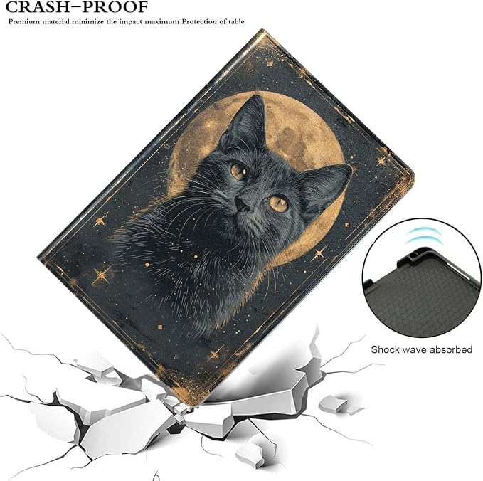for Samsung Galaxy Tab A 8.0 2019(SM-T290/T295) Tablet Case,Premium Leather Folio Stand Auto Wake/Sleep,Multiple Viewing Stand,Tarot Mystical Black Cat