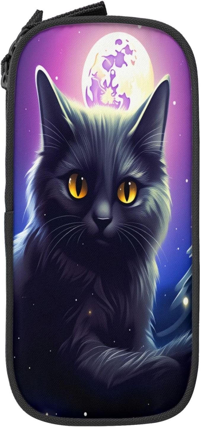 Animal Pet Cat Pencil Pouch, Oxford Cloth Pen Case With Double Zipper Compartments, Portable Stationery Organizer For Office Supplies, Travel Accessories Makeup Items