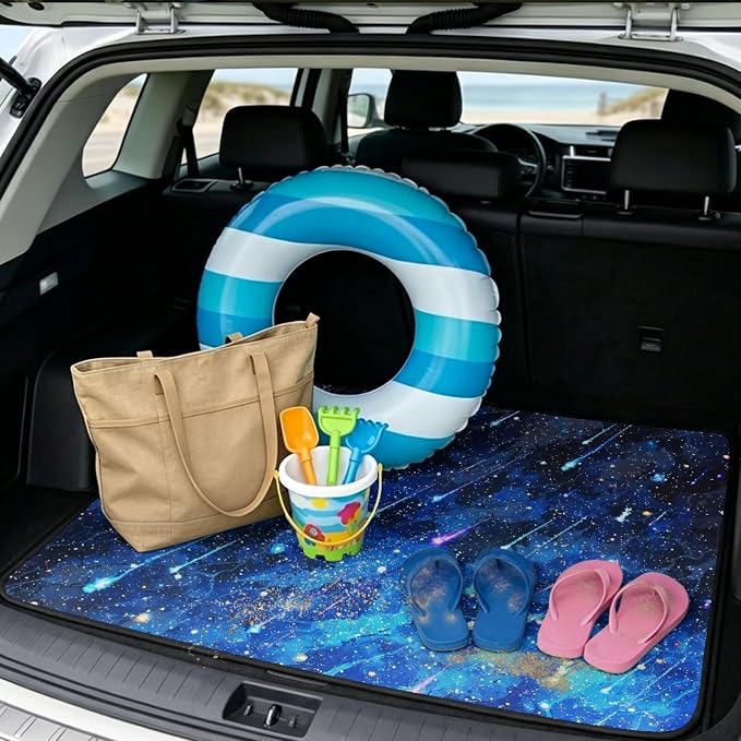 Howilath Blue Meteor Galaxy Trunk Liner Car Trunk Mat Non-Slip Cargo Mat, Universal Fit Rear Trunk Protection Vehicle Interior Accessories for Cars