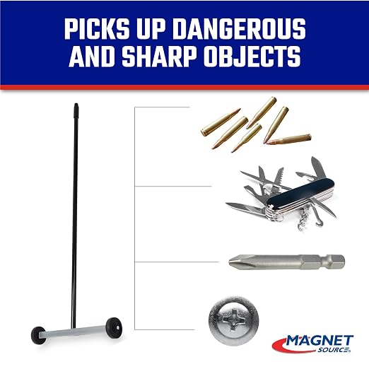Master Magnetics Magnetic Sweeper with Wheels - Rolling Magnet Sweeper - Powerful Magnetic Tool for Lawn and Shop Use - Pick Up Nails and Other Metal Debris - Strong 30 lb Pull - 14.5”