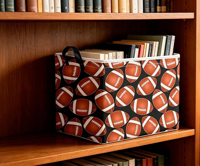 CLOCOR Rectangular Storage Basket Empty,Gift Basket,Waterproof Storage Bin with Handles,Room Decor(Big Rugby)