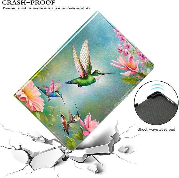 for Samsung Galaxy Tab S5e Case 2019 10.5”Model SM-T720/T725,Premium Leather Folio Stand Auto Wake/Sleep,Multiple Viewing Stand,Hummingbird and Flowers