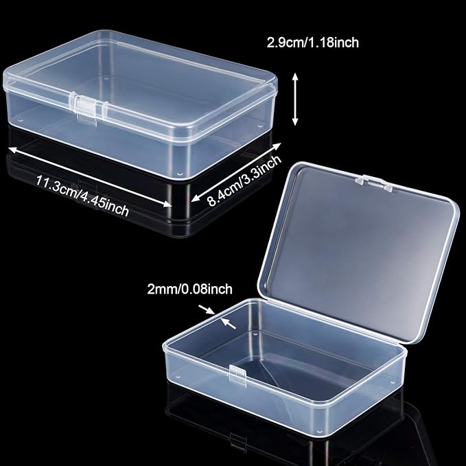 SATINIOR 24 Packs Small Clear Plastic Beads Storage Containers Box with Hinged Lid for Storage of Small Items, Crafts, Jewelry, Hardware(4.5 x 3.3 x 1.2 in)