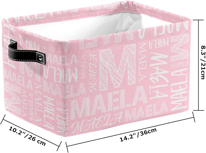 Foldable Personalized Storage Box for Boys Girls with Name Waterproof Kids Custom Storage Bin Baskets Cube Boxes Organizer with Handles for Organizing Shelf Closet, 1 Pack