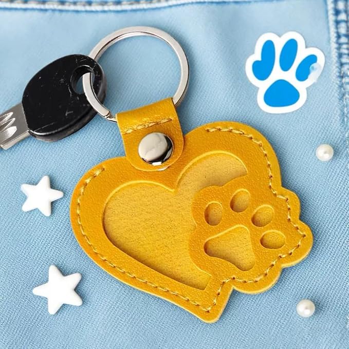 Heart-Shaped Leather Pet Hair Keepsake Keychain