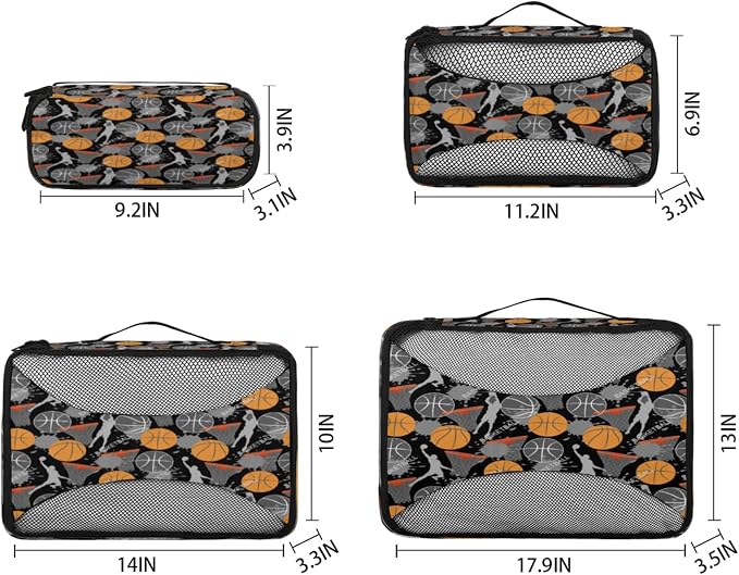 Basketball Player Packing Cubes for Travel, Luggage Packing Organizers, Basketball Sport Travel Accessories Large Toiletries Bag for Clothes Shoes Cosmetics Toiletries