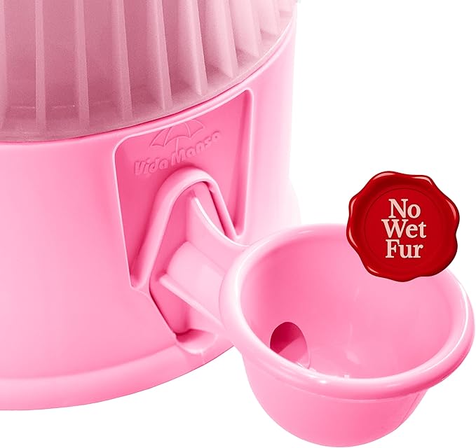 Pet Water Dispenser for Dogs and Cats, 67.6 oz – Gravity-Fed Water Bowl for Clean Drinking, Prevents Wet Fur, BPA-Free Polypropylene, (Clear Pink)