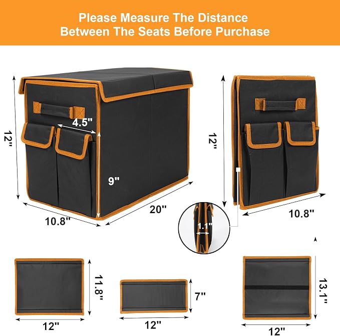 Back Seat Extender for Dogs up to 200lbs, Backseat Extender with Storage Pockets, Collapsible Dog Car Front Seat Extender for Travel