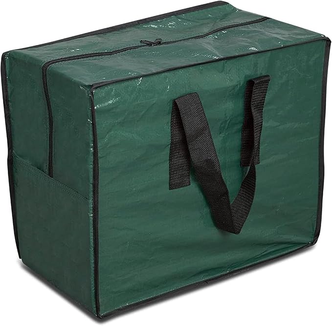Christmas Ornaments Storage, Holiday Accessories Bag Tear-Proof Tarp 18 X 10 X 15 with Handles and Full Length Zipper (Green)