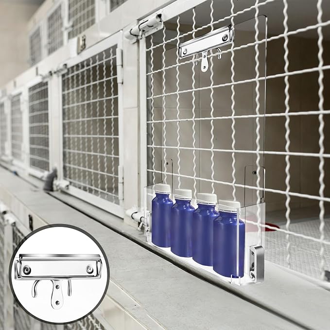 Leinuosen 4 Pack Kennel Cage Storage Basket Bin for Accessories and Supplies Veterinary Cage Acrylic Storage Rack for Kennel, Crate, Cat Accessories Acrylic Display Stand Brochure Holder