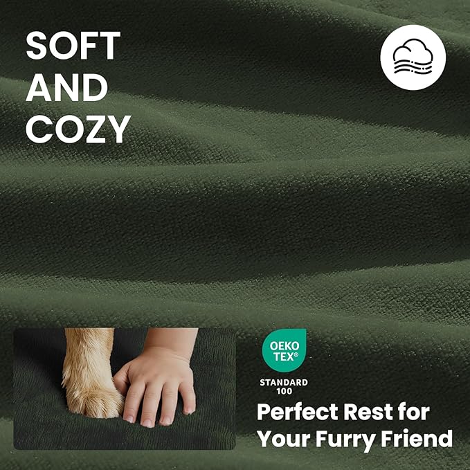 OhGeni Orthopedic Waterproof Large Dog Bed, Memory Foam, 41 inch(Green) | Machine-Washable Removable Cover in Easy-Clean Fabric, Reversible Memory Foam & Easy-Carry Handle, Suitable for Crate