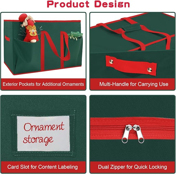 Christmas Nutcrackers Storage Box Stores 8 Figurines 15 " Storage Container | Large Ornaments Storage Box and More - Holiday Decor Organizer with Adjustable Dividers, Xmas Decorations Accessories Boxes