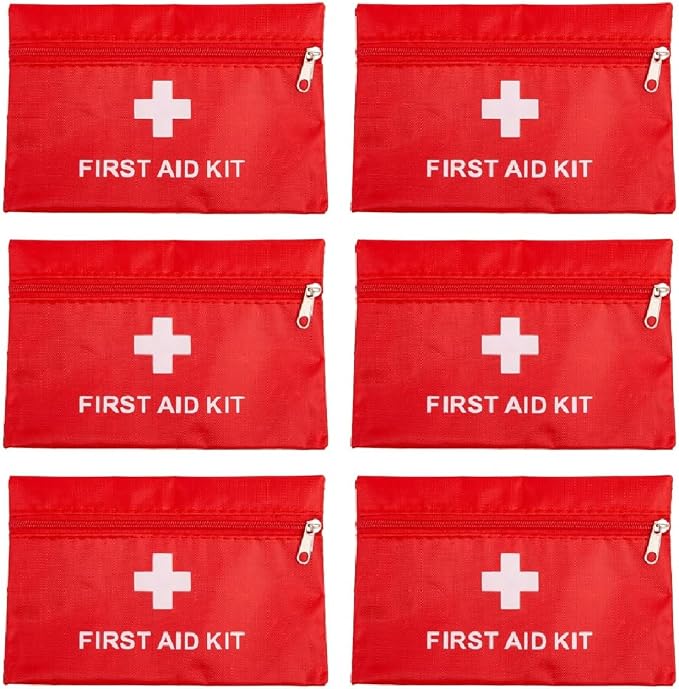 First Aid Bag Empty,Mini First Aid Pouch Empty,Mini First Aid Kit Bulk,Zipper Pouches for Emergency,Travel and Outdoor (Red 6 Pack, 4.3 * 6.3 inch)
