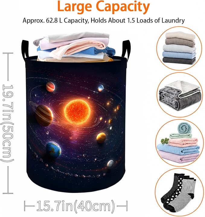 Dreamy Galaxy Laundry Basket, Planet Galaxy Space Oxford Cloth Dirty Clothes Collapsible Hamper for Room Decor, Astronomy Gifts, Toy Organizer 19.7 x 15.7 Inches for Bedroom Bathroom Dorm