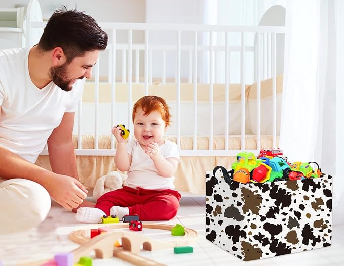 Rectangular Cow Basket Kids Basket Baby Storage Bin Basket Organizer Box for Boys Room Decor(Cow)