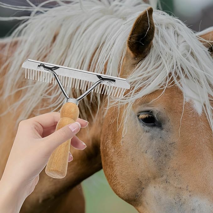Balacoo 3 Pcs Undercoat Rake for Dogs - Pet Horse Hair Comb, Horse Brush Steel Comb for Hair, Pet Grooming Brush Set, Long Haired Grooming Tool Set for Large Dog Cat