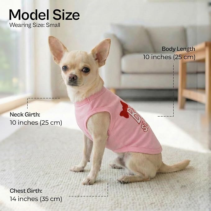 Parisian Pet Dog Shirt – 100% Cotton Shirts for Small Dogs – Pink Sleeveless Puppy Clothes – Lightweight and Breathable Dog Apparel – Girl Big Sister Dogs Clothes - Stretchy Pet T Shirts
